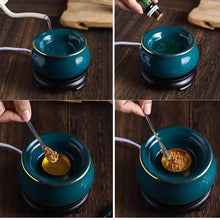 Blue Lotus electric incense warmer ceramic burner for home aromatherapy, incense rituals, and mindful relaxation practice.