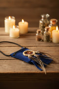Blue Pouch Dream Catcher, small zipper pouch with dream catcher styling