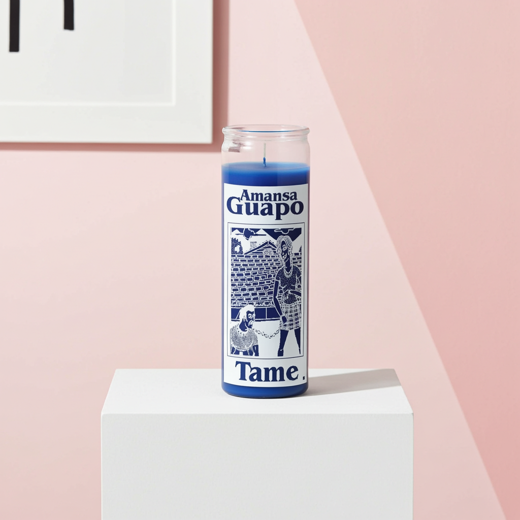 Blue Tame 7 day candle glass candle for calming intentions, spiritual focus, and devotional practice.