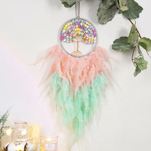 Blush pink Tree of Life dream catcher wall hanging for nursery decor, bedroom styling, and peaceful wall decoration.