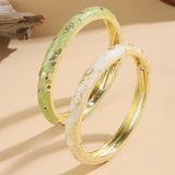 Boho Cloisonné Flower Bangles floral bangle set for bohemian outfit styling, layered jewelry looks, and seasonal fashion wear.
