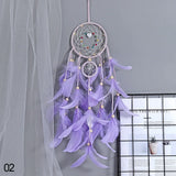 Bohemian LED dreamcatcher hanging light for living room decoration, soft glow lighting, and boho-inspired wall styling.