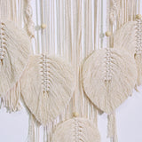 Bohemian macrame leaf dream catcher hanging for nursery decor, bedroom wall display, and relaxing boho home decoration.