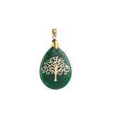 Boho chakra Tree of Life teardrop pendant for spiritual fashion, energy balancing, and casual everyday wear.