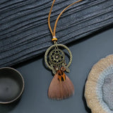 Boho Dreamcatcher Feather Tassel Pendant bohemian wall hanging for apartment decor, meditation spaces, and cozy home styling.