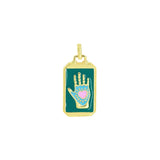 Boho enamel tarot card necklace pendant for festival styling, symbolic wear, and mystical fashion use.