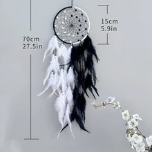 Boho handmade Dream Catcher wall hanging with two-color feathers for home decor, restful bedroom accents, and decorative display.