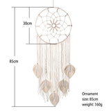 Boho leaf dream catcher wall art hanging for nursery room decor, bedroom styling, and soft bohemian wall accents.