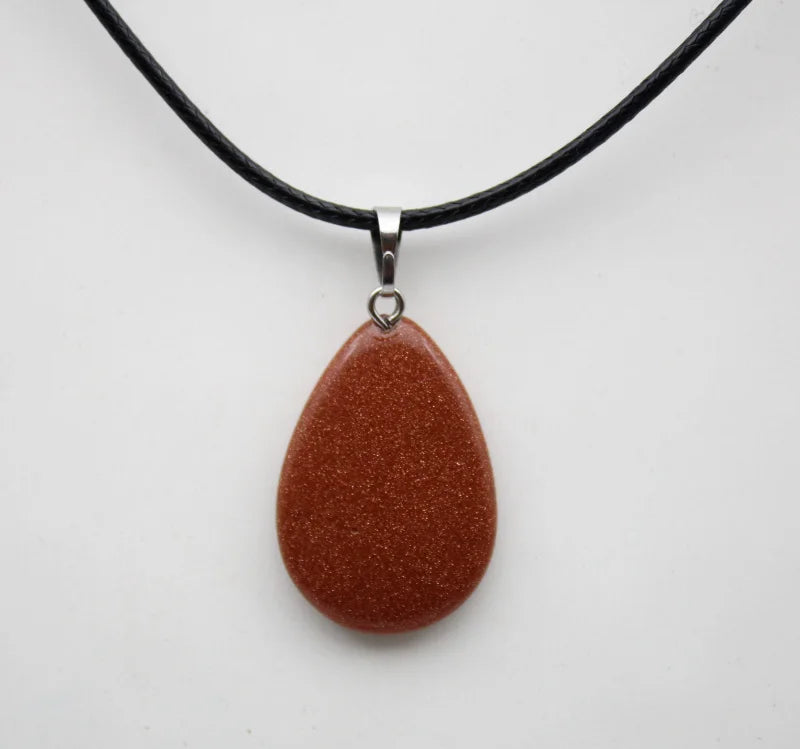 Boho natural stone teardrop pendant necklace for festival styling, casual wear, and earthy fashion looks.