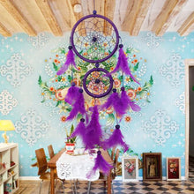 Boho Purple Heart Dream Catcher hanging ornament for home decor, cozy bedroom accents, and romantic interior use.