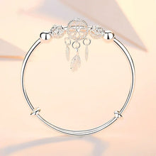 Silver Dreamcatcher Charm adjustable bangle for boho fashion, accessory styling, and gift-ready jewelry wear.