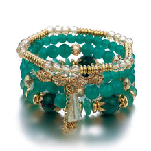 Bohemian Tassel Beaded Bracelet Set stackable bracelets for mixing with other jewelry, casual wear, and trend-forward styling.