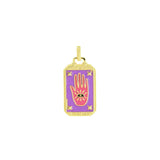 Boho tarot card enamel pendant for festival outfits, symbolic jewelry wear, and mystical fashion styling.