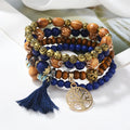 Boho Tree of Life beaded bracelet set with layered stretch bracelets for everyday wear, stacking, and bohemian styling.