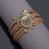 Vintage Mandala Flower Leather Wrap Bracelet boho leather bracelet for layering with casual outfits, weekend wear, and statement accessory use.