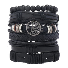 Braided leather and bead bracelet set with mixed textures for daily wear, bracelet stacking, and casual outfit accessorizing.
