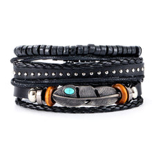 Braided leather bracelets for men in a 4-pack for daily wear, outfit styling, and layered wrist fashion.