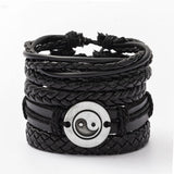 Braided leather wristbands for men set for stacked bracelet styling, casual outfits, and everyday accessory use.