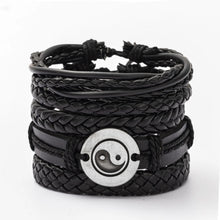 Braided leather wristbands for men set for stacked bracelet styling, casual outfits, and everyday accessory use.