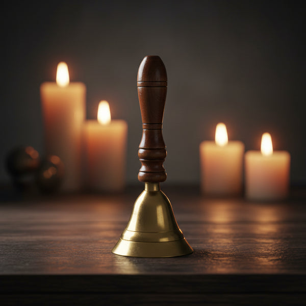 Brass Bell with Wooden Handle, 5 1/2 inches