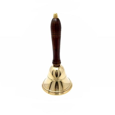 Brass Bell with Wooden Handle, 8 inches