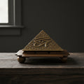 Solid Brass Egyptian 9 Pyramid Cone Burner incense burner for holding cone incense during meditation, prayer, and home fragrance use.