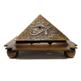Solid Brass Egyptian 9 Pyramid Cone Burner incense burner for holding cone incense during meditation, prayer, and home fragrance use.