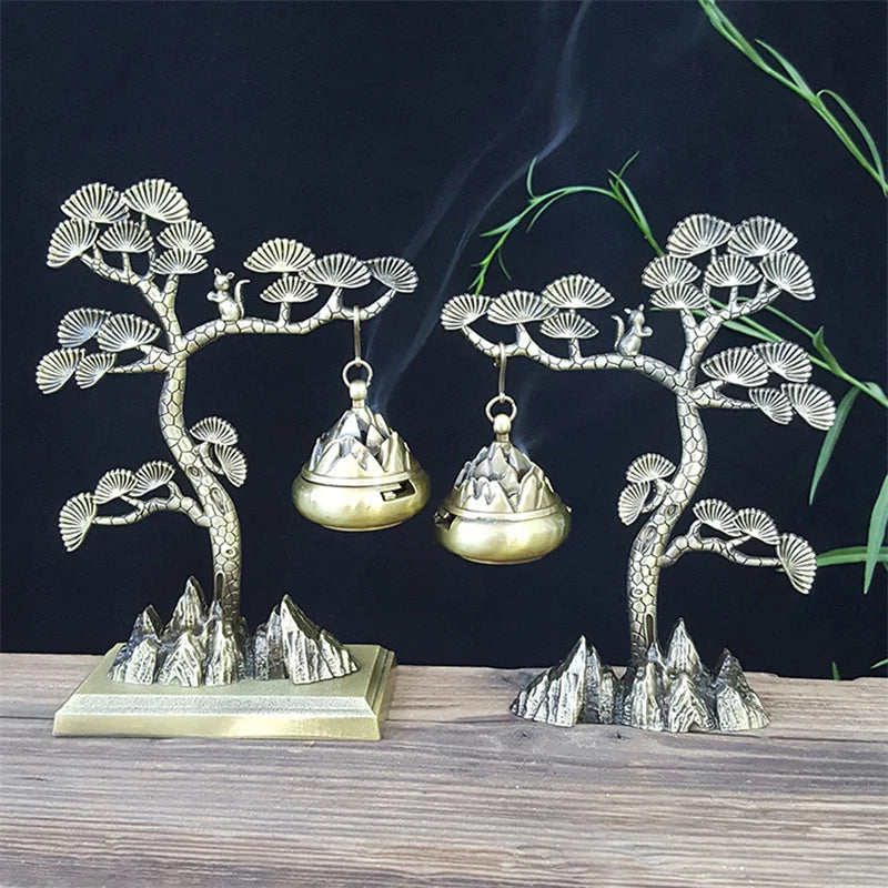 Brass Moon Gourd Hanging Incense Burner brass hanging burner for incense use in altar work, energy cleansing, and ceremonial practice.