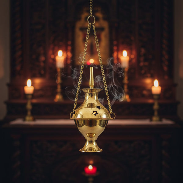 Brass Hanging Incense Burner with adjustable chain