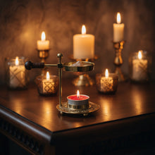 Brass Resin Burner with Wooden Knob, 4.5 inches