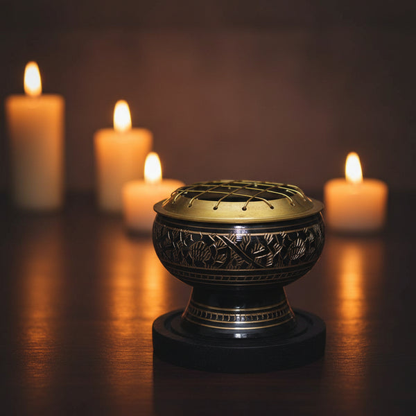 Brass Screen Burner Black with Coaster