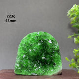 Brazilian Green Crystal Geode Cluster for meditation, home décor, and crystal collecting.