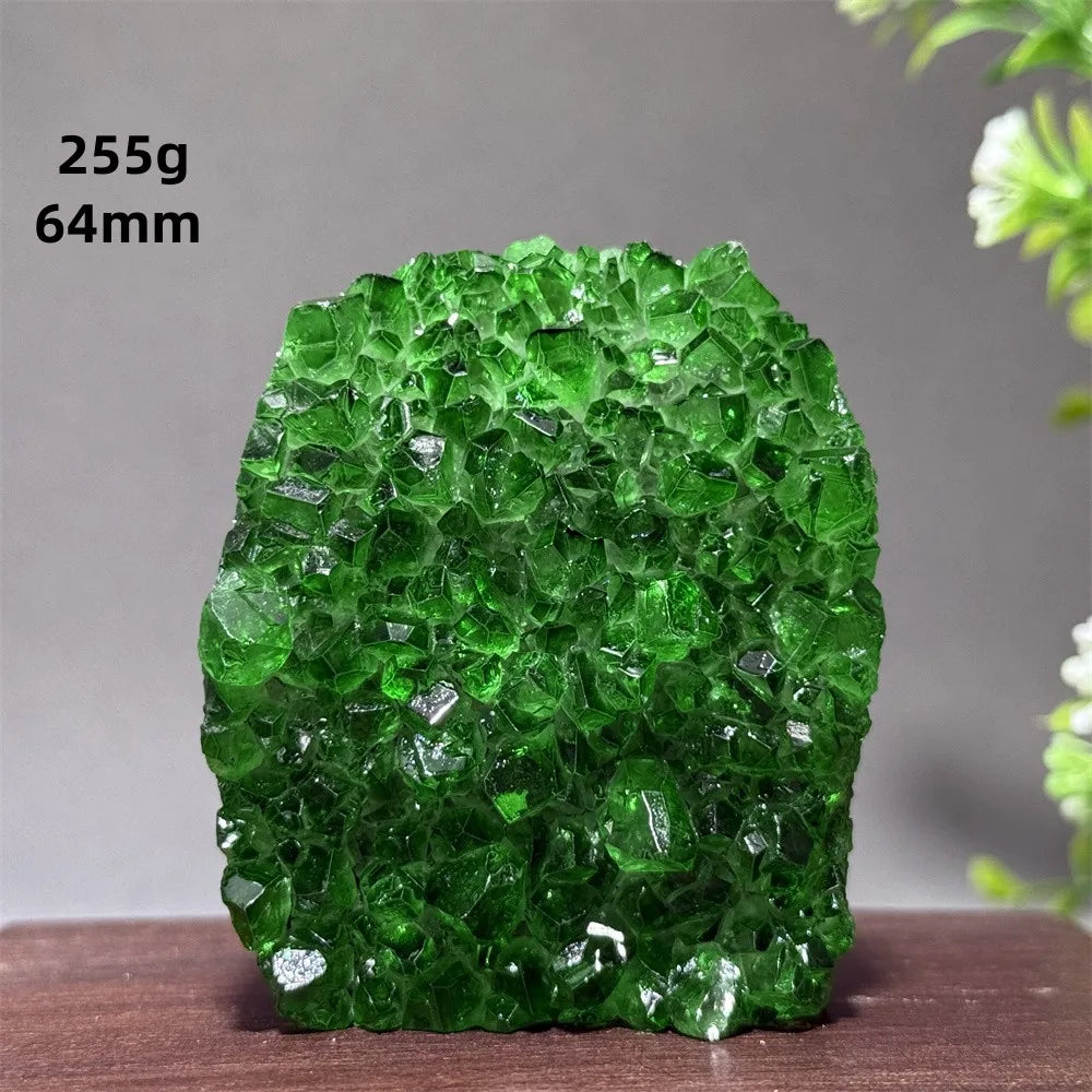 Brazilian Green Crystal Geode Cluster for meditation, home décor, and crystal collecting.