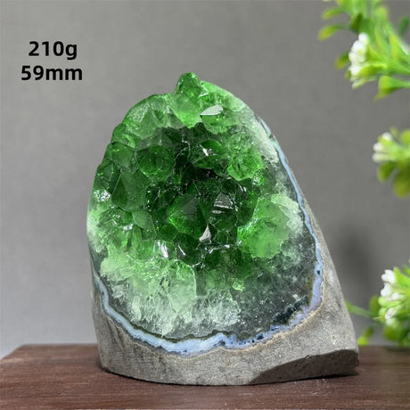 Brazilian Green Crystal Geode Cluster for meditation, home décor, and crystal collecting.