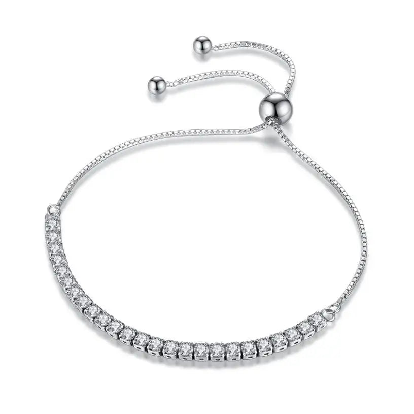Bridal moissanite bracelet in sterling silver for wedding day accessories, formal events, and elegant keepsake gifting.