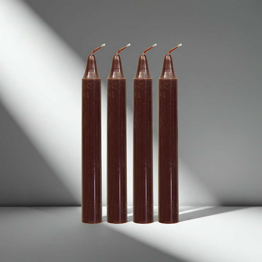 Brown Mini Ritual Candle set of 4 small candles for spiritual rituals, intention setting, and ceremonial practice.