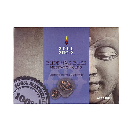 Buddha's Bliss Incense Smudge Cups, 6 cups with metal stand