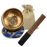 Buddhist 8cm Tibetan Singing Bowl with stick for prayer rituals, chanting support, and meditation use.
