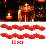 Bulk floating unscented disc candles for event decorating, banquet centerpieces, and party table setups.