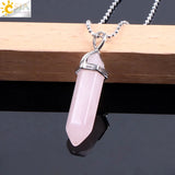 Bullet crystal point necklace pendant for daily fashion wear, layering with jewelry, and crystal accessory use.