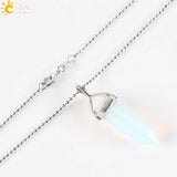 Bullet style crystal point necklace with hexagonal pendant for crystal fashion, meditation wear, and everyday use.