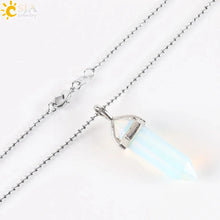Bullet style crystal point necklace with hexagonal pendant for crystal fashion, meditation wear, and everyday use.