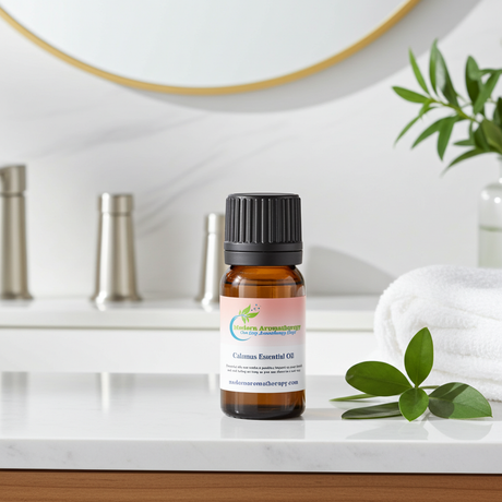 Calamus essential oil bottle for aromatherapy, diffuser blends, and home fragrance use.
