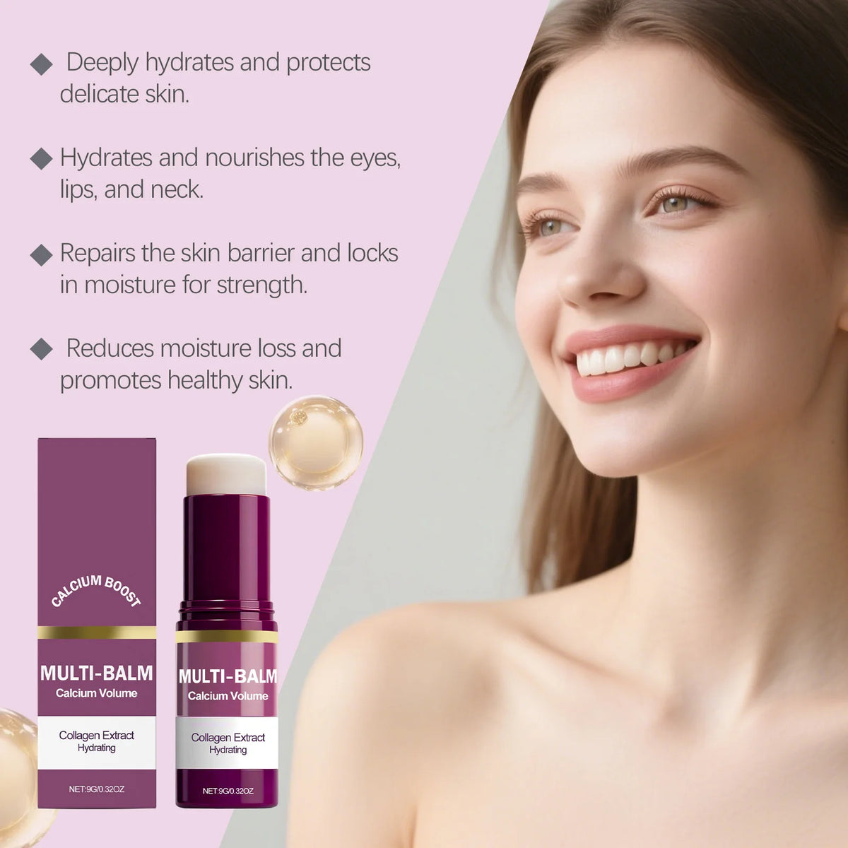 Calcium Multi Balm Stick anti-aging hydrating formula for face care and long-lasting moisture.
