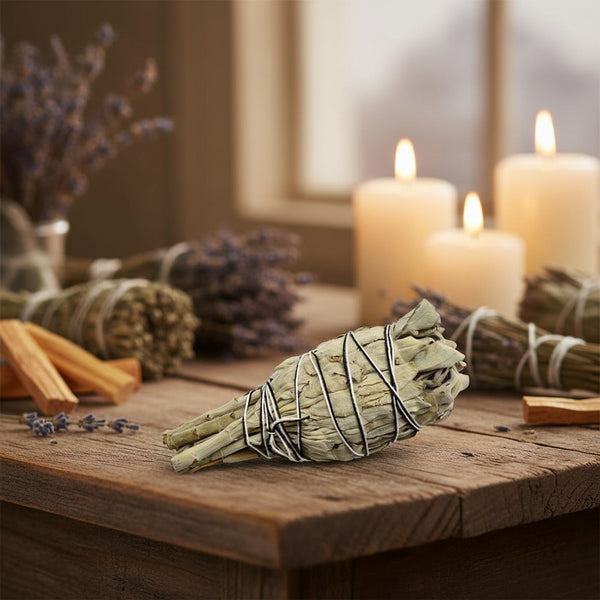 California White Sage Smudge Stick, 4 inches