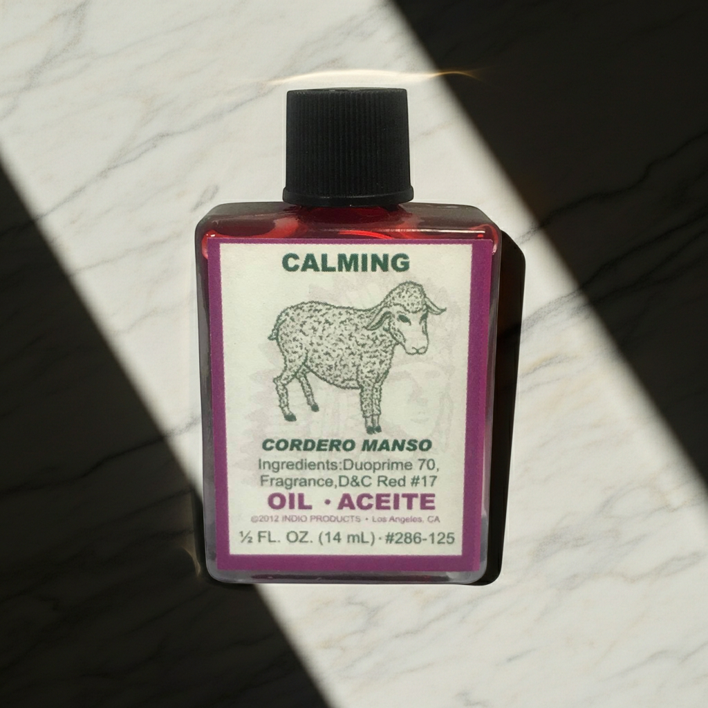 Calming Wish Oil bottle of ritual oil for peaceful intention setting, prayer, and spiritual focus.