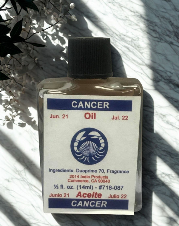 Cancer Wish Oil ritual oil bottle for zodiac altar work, intention setting, and spiritual practice.
