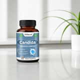 Candida Complex with Probiotics & Enzymes supplement bottle for gut health support, digestive comfort, and microbiome balance.