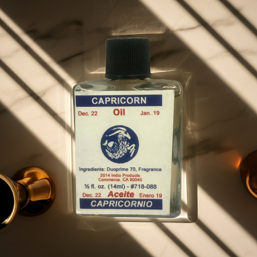 Capricorn Wish Oil spiritual oil bottle for intention setting, meditation, and personal ritual work.