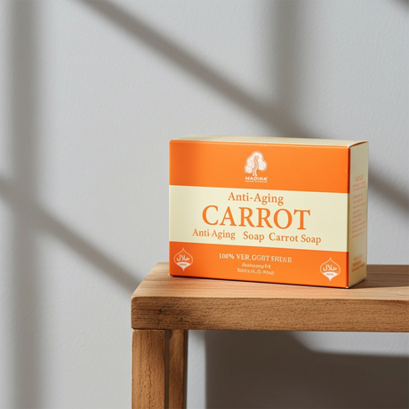 Carrot anti aging natural soap bar for face and body cleansing, skin care, and everyday bath use.